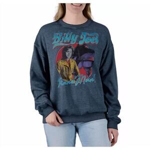 Billy Joel Piano Man Dropped Shoulder Fleece Graphic Sweatshirt Blue Large NWOT